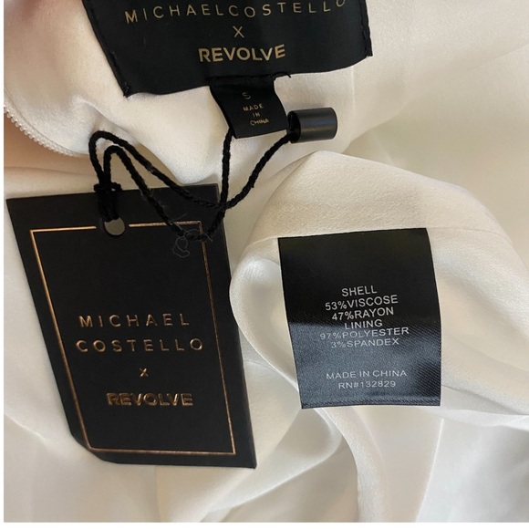 NEW Michael Costello x REVOLVE Tessa Satin Chain Midi Dress Ivory Women's Size S - Picture 10 of 10